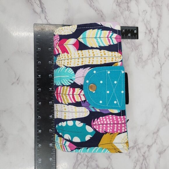 Handmade Colorful Feather Print Wallet Money Organizer Savings Set - Picture 14 of 15